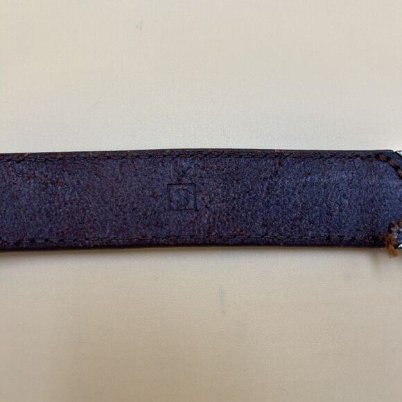 Vintage 90s FOSSIL Womens 27 Brown Leather Western Belt Silver Buckle Concho - Picture 4 of 6